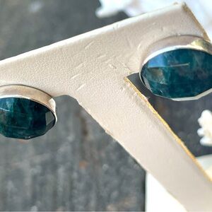 Jay King Mine Finds Sterling Silver Natural green Apatite stud earrings